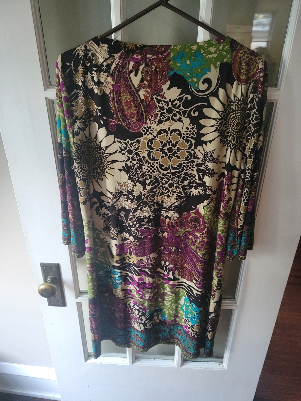ECI New York Paisley Floral Multicolor Print Pullover Dress Stretch Women's L - Picture 10 of 14